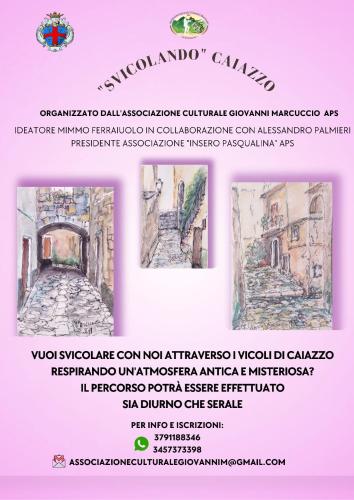 um folheto para uma exposição de pintura a aquarela de um edifício em Il sette e l'otto em Caiazzo