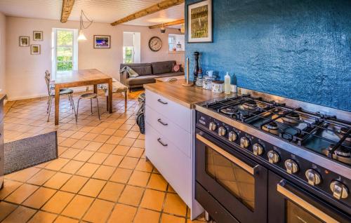 a kitchen with a stove and a living room at Awesome Home In Ry With Kitchen in Ry