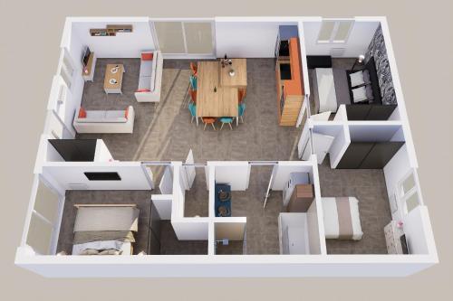 a rendering of a floor plan of a house at ღ L'Orb Enchanté - Piscine chauffée, Clim, Netflix in Cessenon