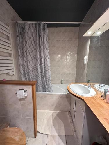 une salle de bain avec un lavabo et une baignoire dans l'établissement Independent studio-Center of Paris 13th arrondissement, à Paris