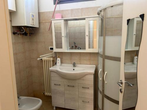 a small bathroom with a sink and a shower at B&B Ravenna in Ravenna