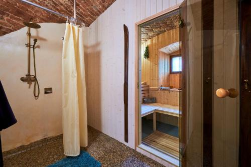Postel nebo postele na pokoji v ubytování Apartmán v Jesenické továrně