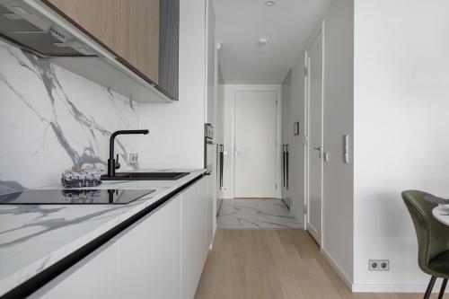 Kuchyň nebo kuchyňský kout v ubytování Lovely Noblessner Studio, Free Underground Parking!