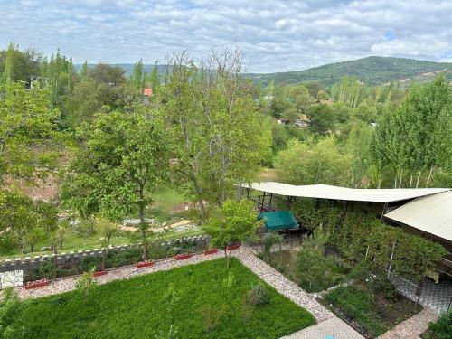 an overhead view of a garden with a roof at Villa California in Sidzhak