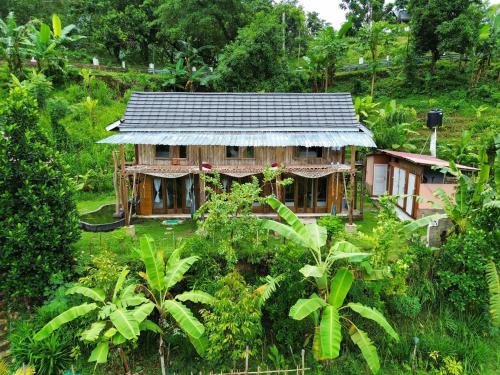 a house in the middle of a forest at De Chicktoria Hostel in Pawenang
