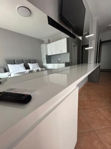 Kuchyň nebo kuchyňský kout v ubytování Apartament Raci