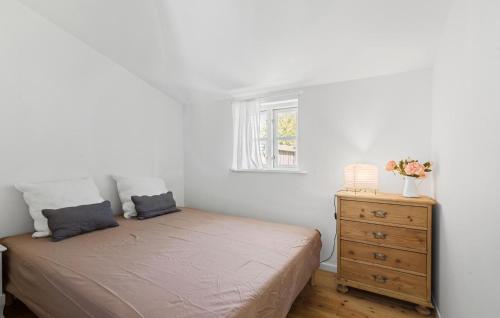 a bedroom with a bed and a dresser with a window at Nice Home In Jægerspris With Kitchen in Jægerspris
