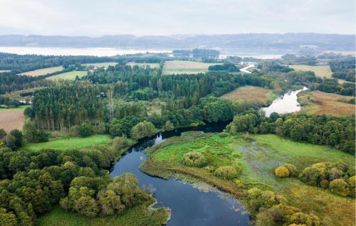 an aerial view of a river and trees at Awesome Home In Ry With Kitchen in Ry