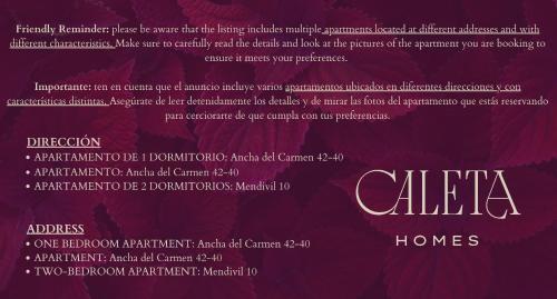 マラガにあるCaleta Homes - Ancha del Carmenの一文のチラシ