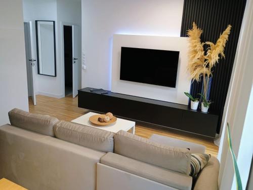 En tv och/eller ett underhållningssystem på Apartamenty Cieszyn