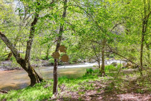 a river in the middle of a forest with trees at On-Site River Access Quiet Home in Wilseyville! in Wilseyville