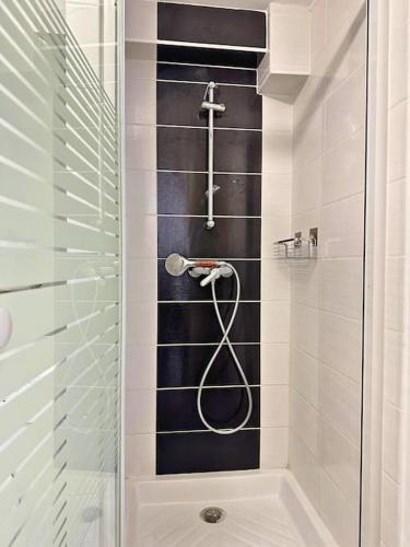 une douche avec un tuyau dans une salle de bain dans l'établissement Le Quai des Orchidées - Climatisation - Netflix, à Montpellier