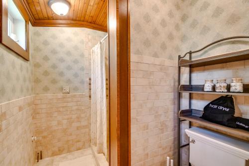 a walk in shower in a bathroom with a shower at Waterfront Romulus Getaway with Private Dock! in Romulus
