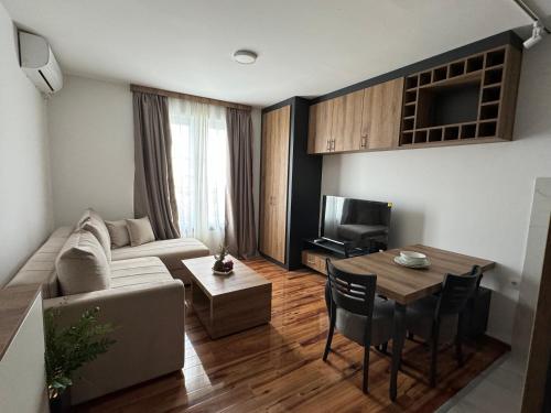 a living room with a couch and a table at VEMA 2 Apartments in Belgrade