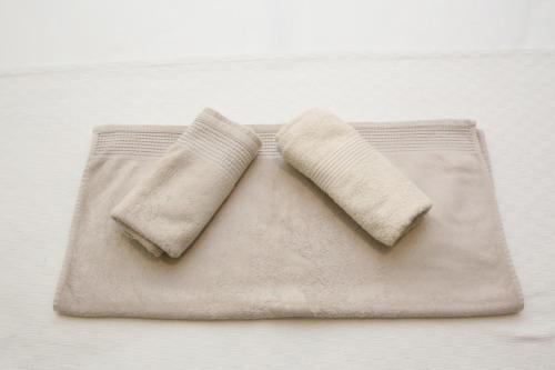 a pair of mitts sitting on top of a towel at Haris Studio 1 in Keramoti