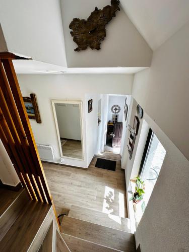 an overhead view of a staircase in a house at Slovenian House Vida in Bled