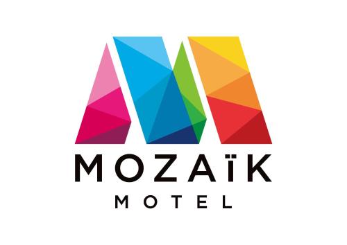 a colorful mazarin motel logo illustration at Mozaik Motel in Wasaga Beach