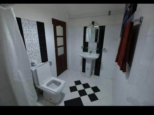 a bathroom with a toilet and a sink at Ocean of Life Ayurveda Hotel in Induruwa