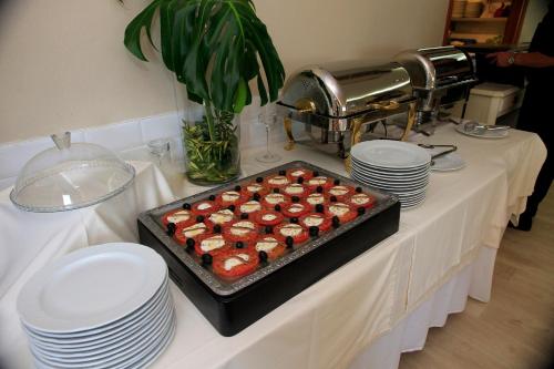 a table with a tray of sushi on a table at Villa Covelo in Poio