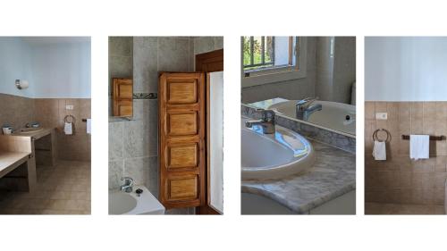 trzy zdjęcia łazienki z wanną i umywalką w obiekcie Los Hundideros w mieście Motril