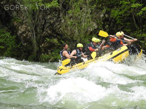 a group of people in a raft in a river at Mali Brlog in Delnice