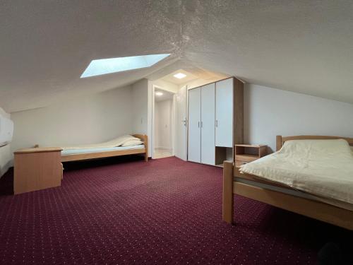 a bedroom with two beds and a skylight at Althea Home & Wellness in Bihać