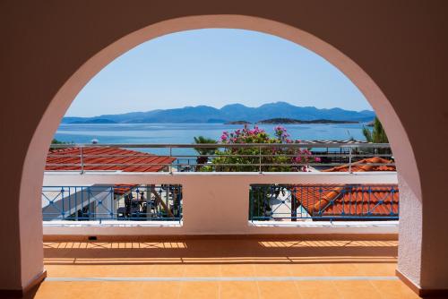 a view from the balcony of a building at Havania Apartments in Agios Nikolaos
