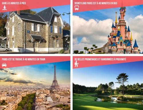 un collage de photos de Paris et de la tour Eiffel dans l'établissement Le Cocon Douillet - 5