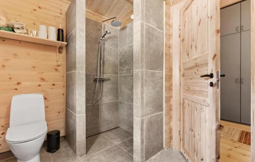 y baño con ducha y aseo. en Gorgeous Home In Frederiksvrk With Wifi, en Frederiksværk