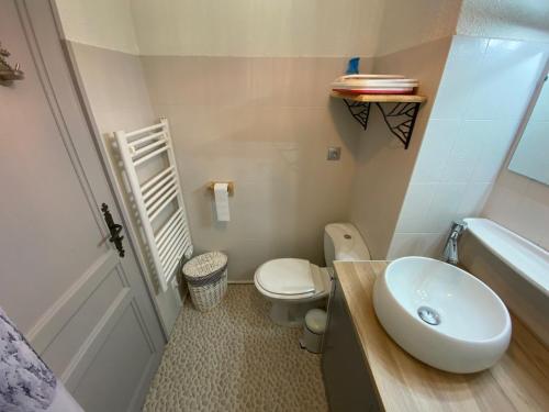 Kúpeľňa v ubytovaní Studio chaleureux proche pistes avec balcon sud, casier à skis, parking et équipements complets. - FR-1-692-61