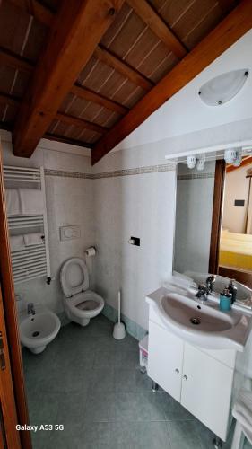 Country House Bucaneve في Rovolon: حمام مع حوض ومرحاض