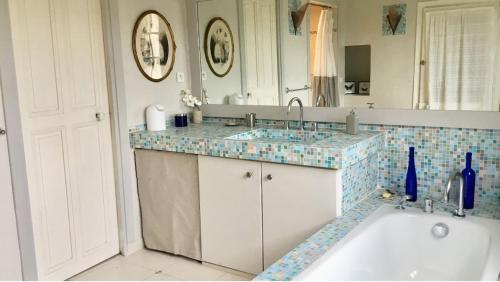 une salle de bain avec un lavabo et une baignoire dans l'établissement ELIA HOUSE, à Goult