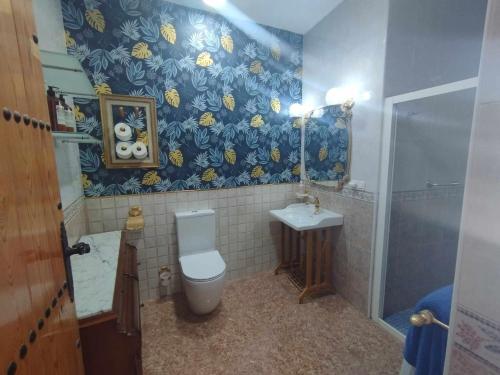 a bathroom with a toilet and a sink at Casa rural Bodega Dorada in Cehegín