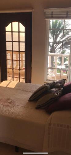 a bedroom with a bed with a window with a view at CafeGourmetPtaCorona in San Carlos