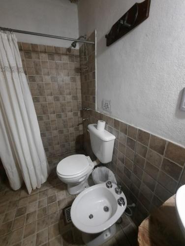 a bathroom with a toilet and a sink at Posta Kamak Eco Posada Rural in Bella Vista