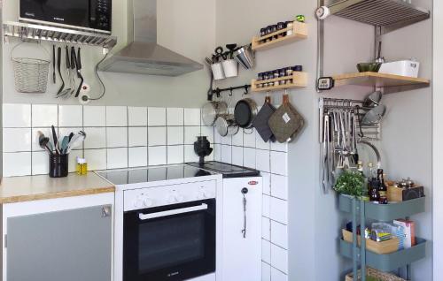 a small kitchen with a stove and a sink at Gorgeous Home In Lönsboda With Wifi in Lönsboda