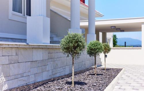 two trees in front of a house at 6 Bedroom Stunning Home In Podgrade in Tugonica