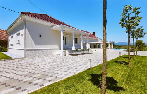 a white house with a green lawn in front of it at 6 Bedroom Stunning Home In Podgrade in Tugonica