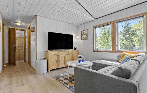 a living room with a couch and a flat screen tv at Amazing Home In Farsø With Wifi in Farsø