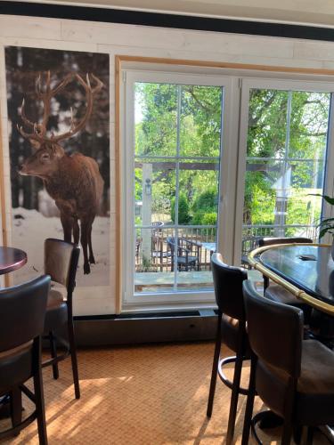 una habitación con una foto de un ciervo en la pared en Maison des Ardennes, en Maissin