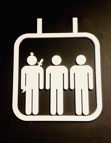 a sign with a group of people on it at Kyoto Sanjo Ohashi in Kyoto