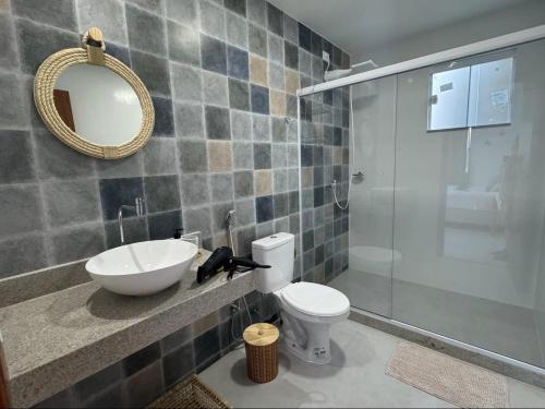 Kúpeľňa v ubytovaní Olímpia - Terraço Mykonos com piscina privativa - Casa Grega