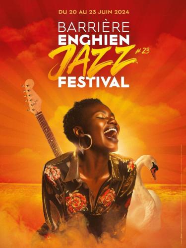 a poster for a festival with a woman playing a guitar at Appartement Enghien-les-Bains à 7 min du Casino Barrière in Enghien-les-Bains
