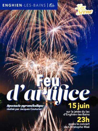 a flyer for a festival with fireworks in the sky at Appartement Enghien-les-Bains à 7 min du Casino Barrière in Enghien-les-Bains