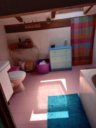 une salle de bain avec toilettes et lavabo dans l'établissement Chambre d'hôte, à Agde
