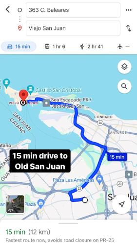 a screenshot of a cell phone with a map at Urban Tropical Oasis in San Juan in San Juan