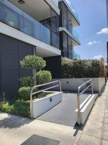 a building with a staircase in front of a building at PROTEA RESIDENCE with private terrace in Nicosia
