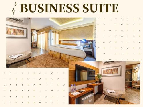 a collage of photos of a hotel room with a bedroom at Sweet Home Boutique Hotel in Tagbilaran City