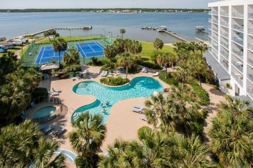 an aerial view of a resort with a pool at Gulf Shores Surf & Racquet Club 212A in Gulf Shores