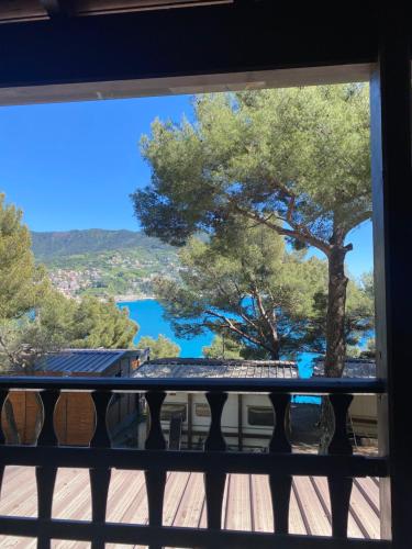 a view of a lake from a window at Villaggio Smeraldo in Moneglia